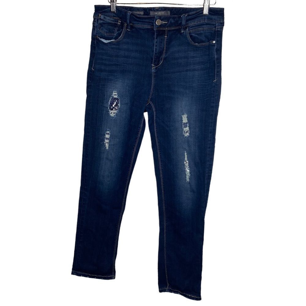 The Limited jeans slim boyfriend with sequined patches size 14R